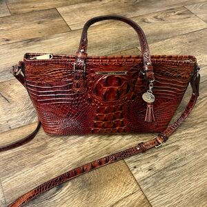 Crocodile-Embossed Brahmin Handbag